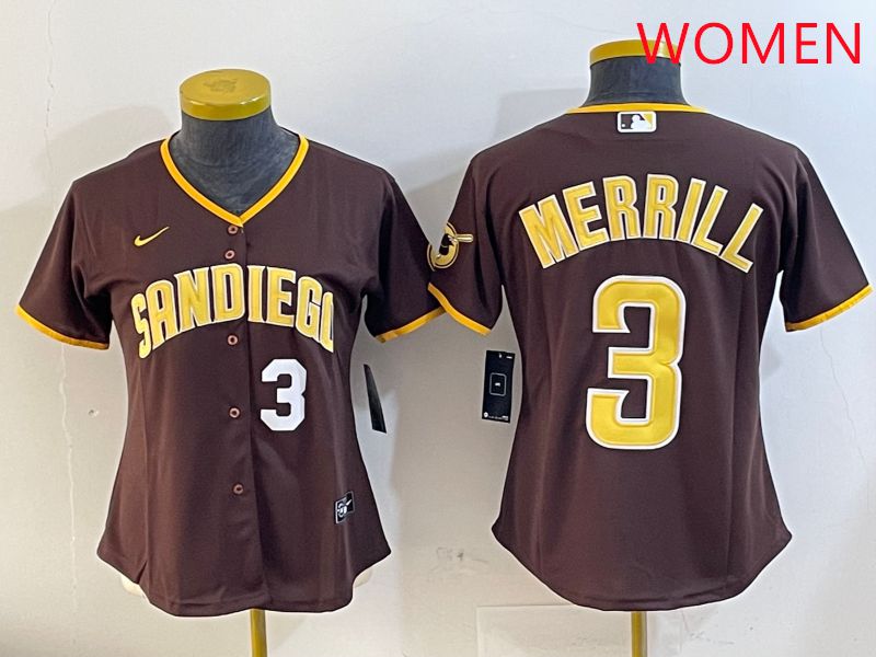 Women San Diego Padres #3 Merrill Brown Game 2025 Nike MLB Jersey style 4
